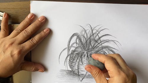 Person using Kneaded Eraser for Sketch