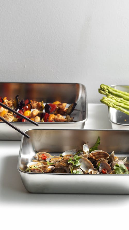 Fresh Food on Stainless Steel Tray