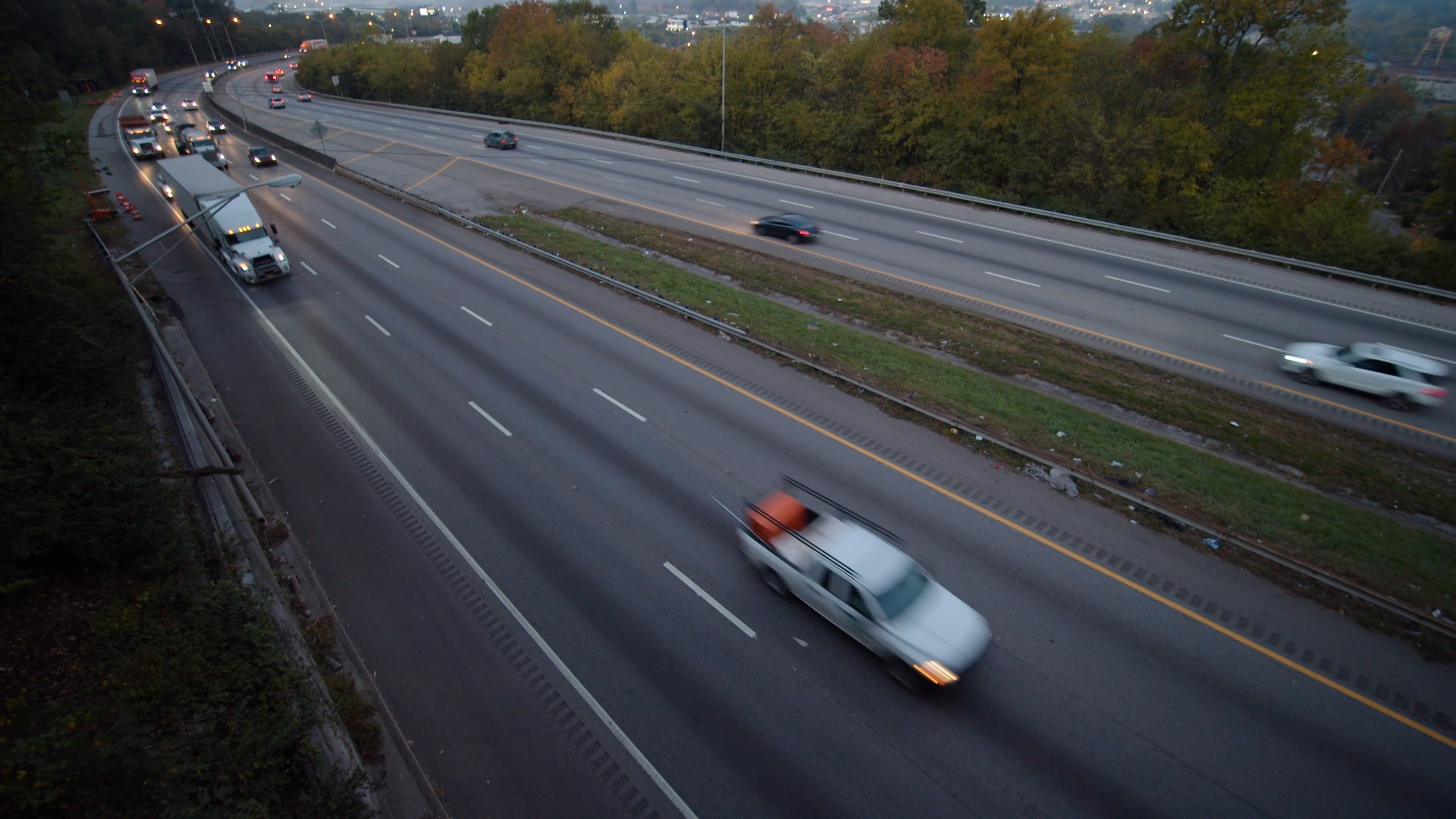 Drone Footage of Highway with Vehicles Passing By Free Stock Video ...