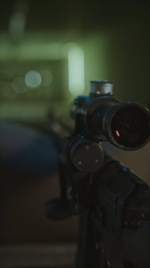 Close-Up Video of a Rifle Scope
