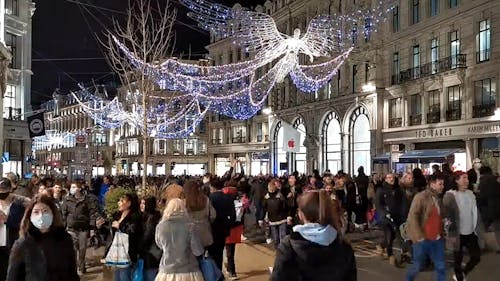 Video Footage of a Busy and Crowded Street