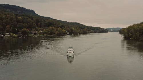 Aerial Footage of Boat on the River
