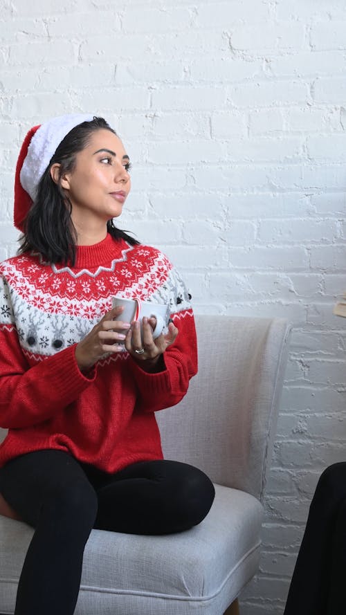 People Sitting Wearing Christmas Clothing