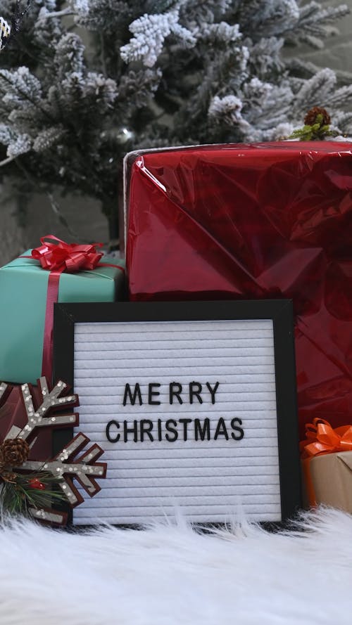 Merry Christmas Message Among Packages