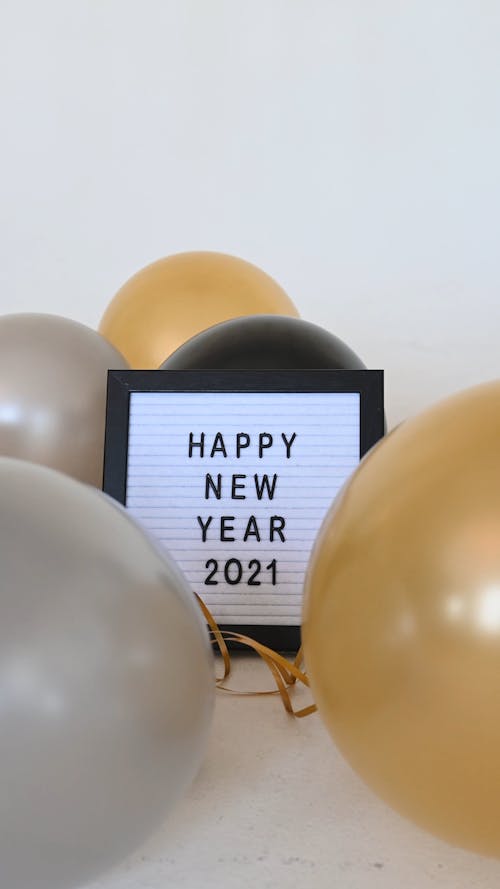 New Year Message Among Balloons