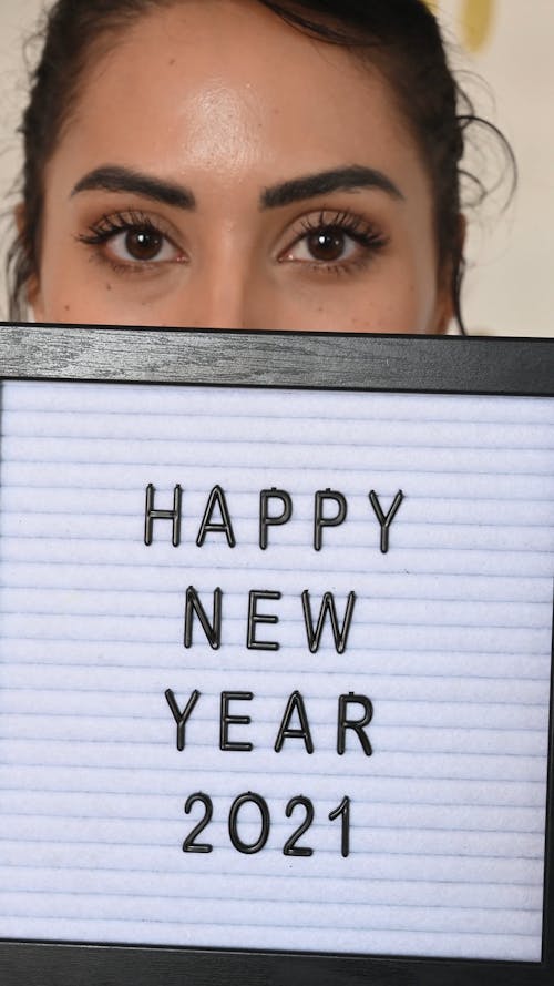 Woman Eyes Over Happy New Year 2021 Frame