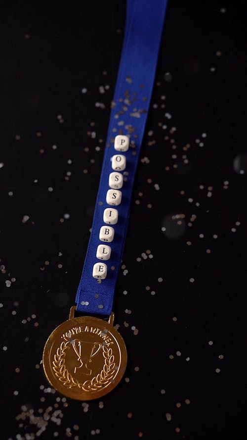 High Angle Shot of Gold Medal