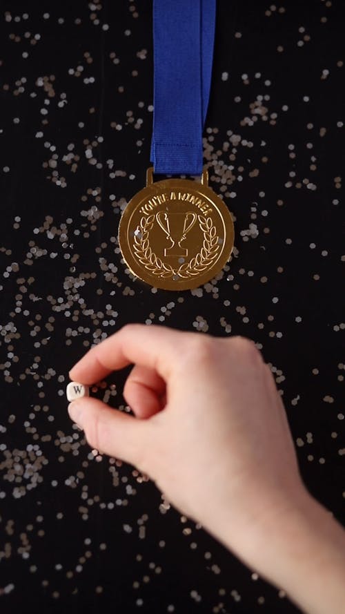 A Gold Medal with Blue Ribbon