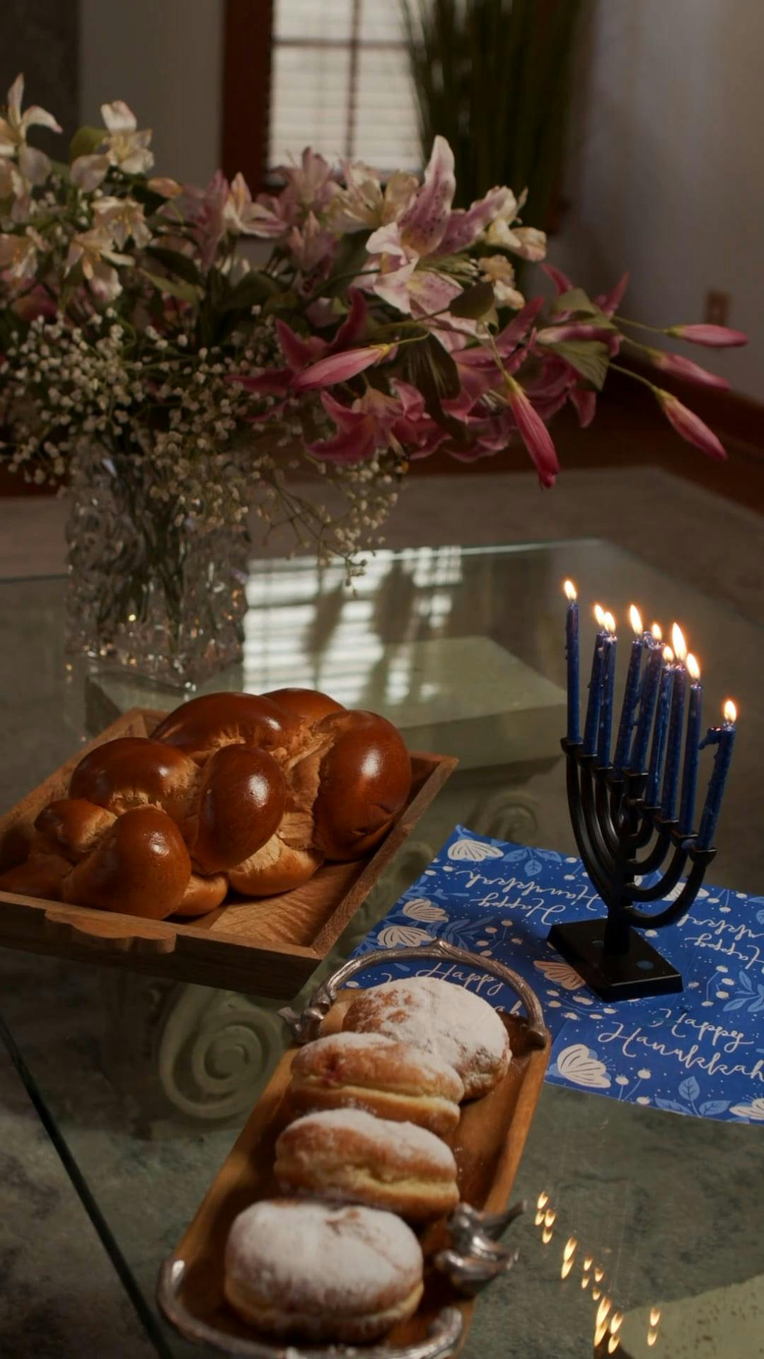 Traditional Hanukkah Foods On Table · Free Stock Video