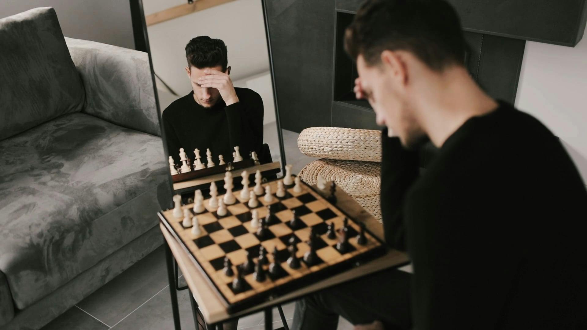 A Man Playing Chess Alone Free Stock Video Footage, RoyaltyFree 4K