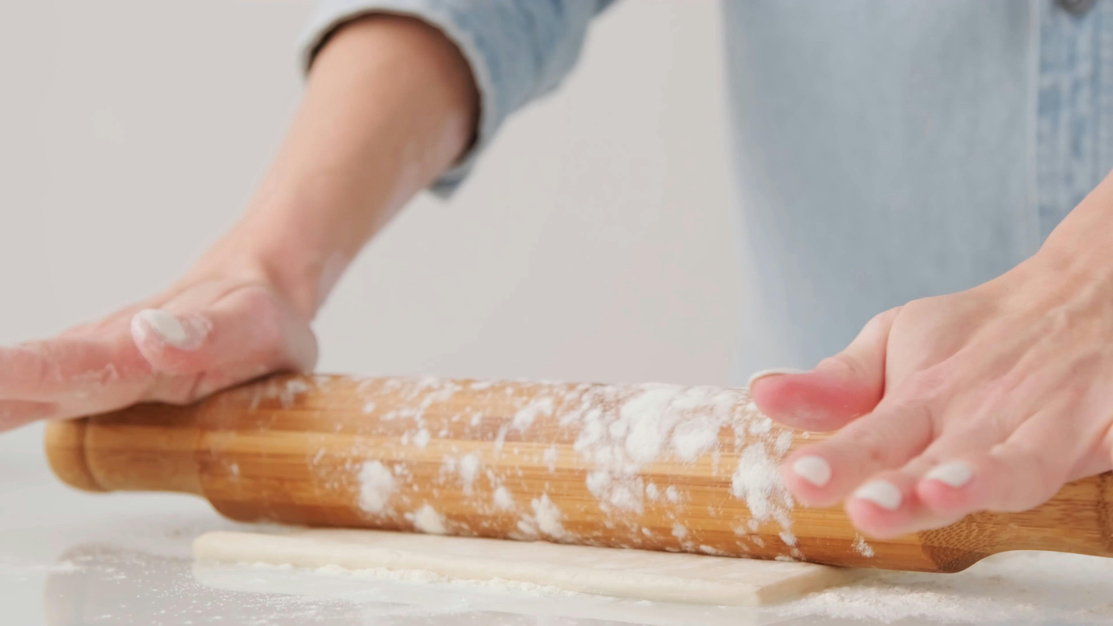 Flattening A Dough With Rolling Pin Free Stock Video Footage, Royalty