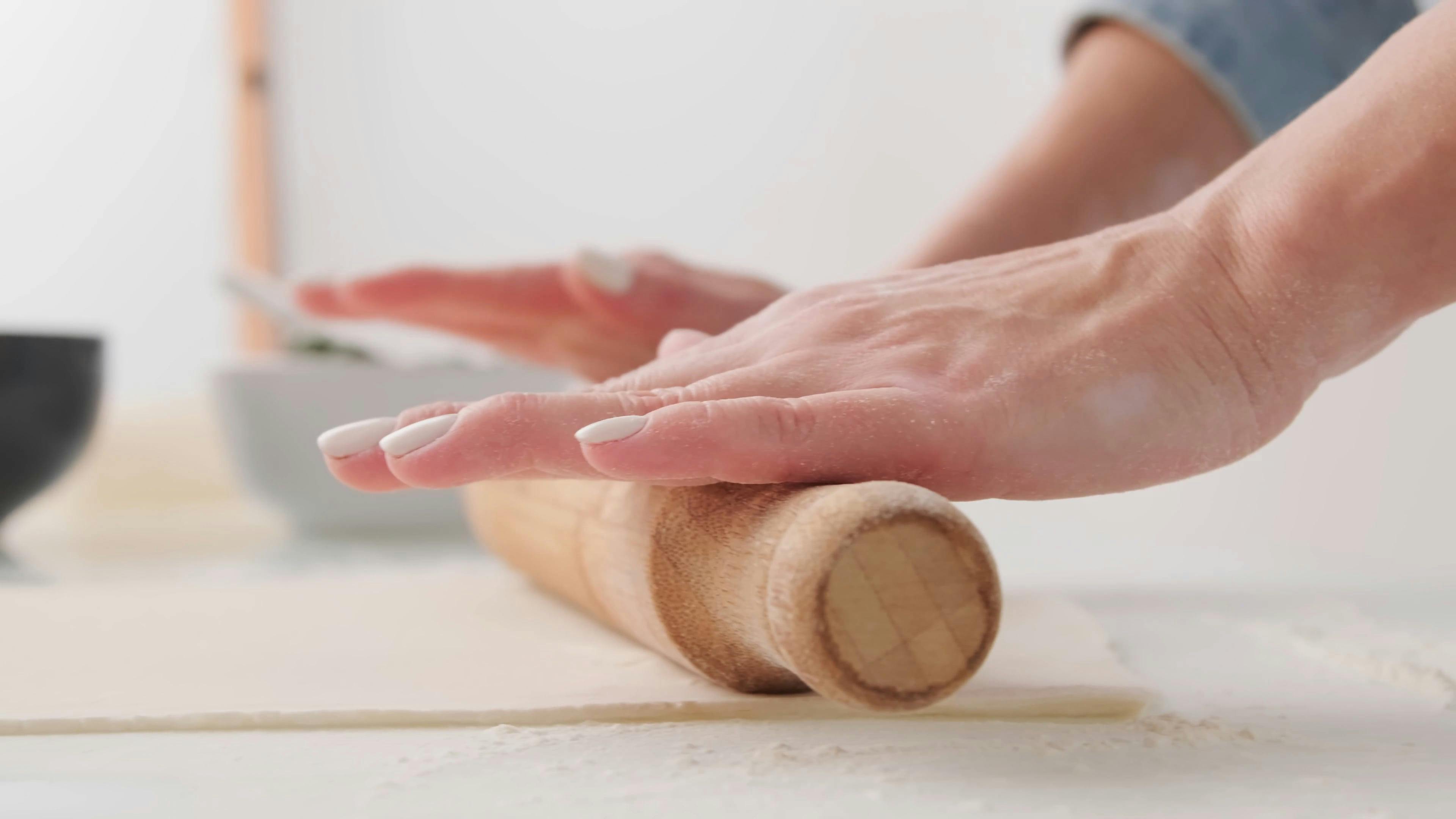 Flattening A Dough With A Rolling Pin Free Stock Video Footage, Royalty