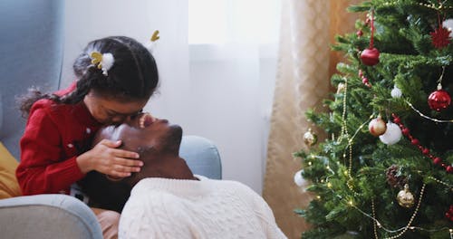 Daughter Adorably Kissing Her Dad