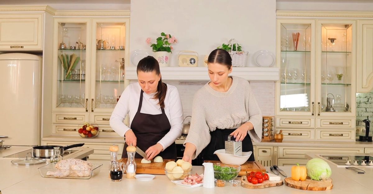 Mom and Daughter Cooking in the Kitchen Free Stock Video Footage ...
