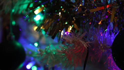 Lights Flashing On Christmas Tree Branches