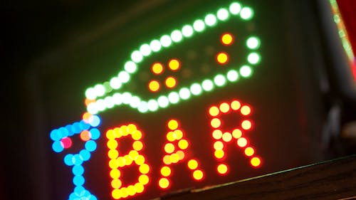 Bar Sign with Colored Lights
