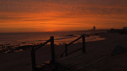 Beautiful Golden Sky at the Beach