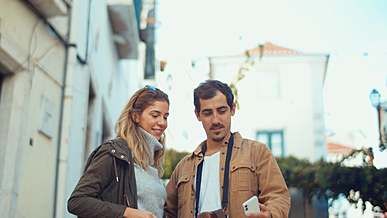 a couple taking a selfie
