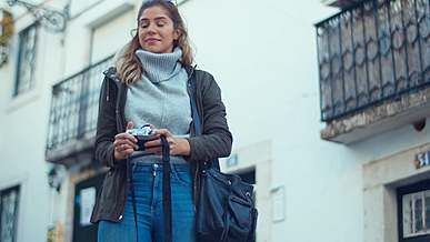 a woman taking a selfie