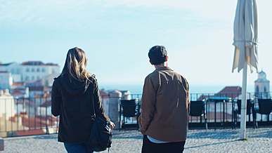 young couple going sightseeing