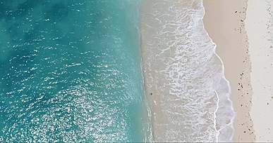 drone shot of ocean waves at the seashore