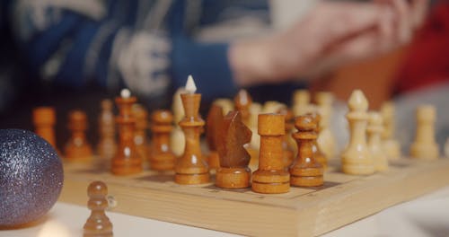 Close Up of Wooden Chess Pieces