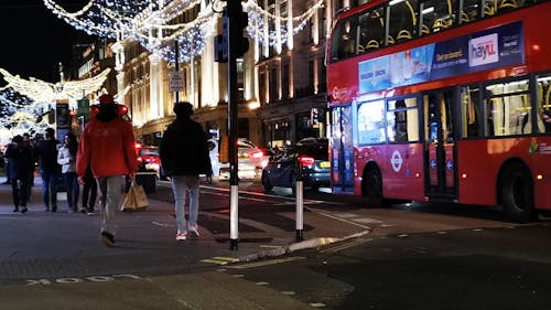 Busy London Street at Night 