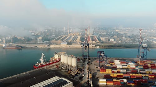 Drone Footage of a Cargo Containers in a Port