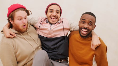 Close-up Shot of Happy Men