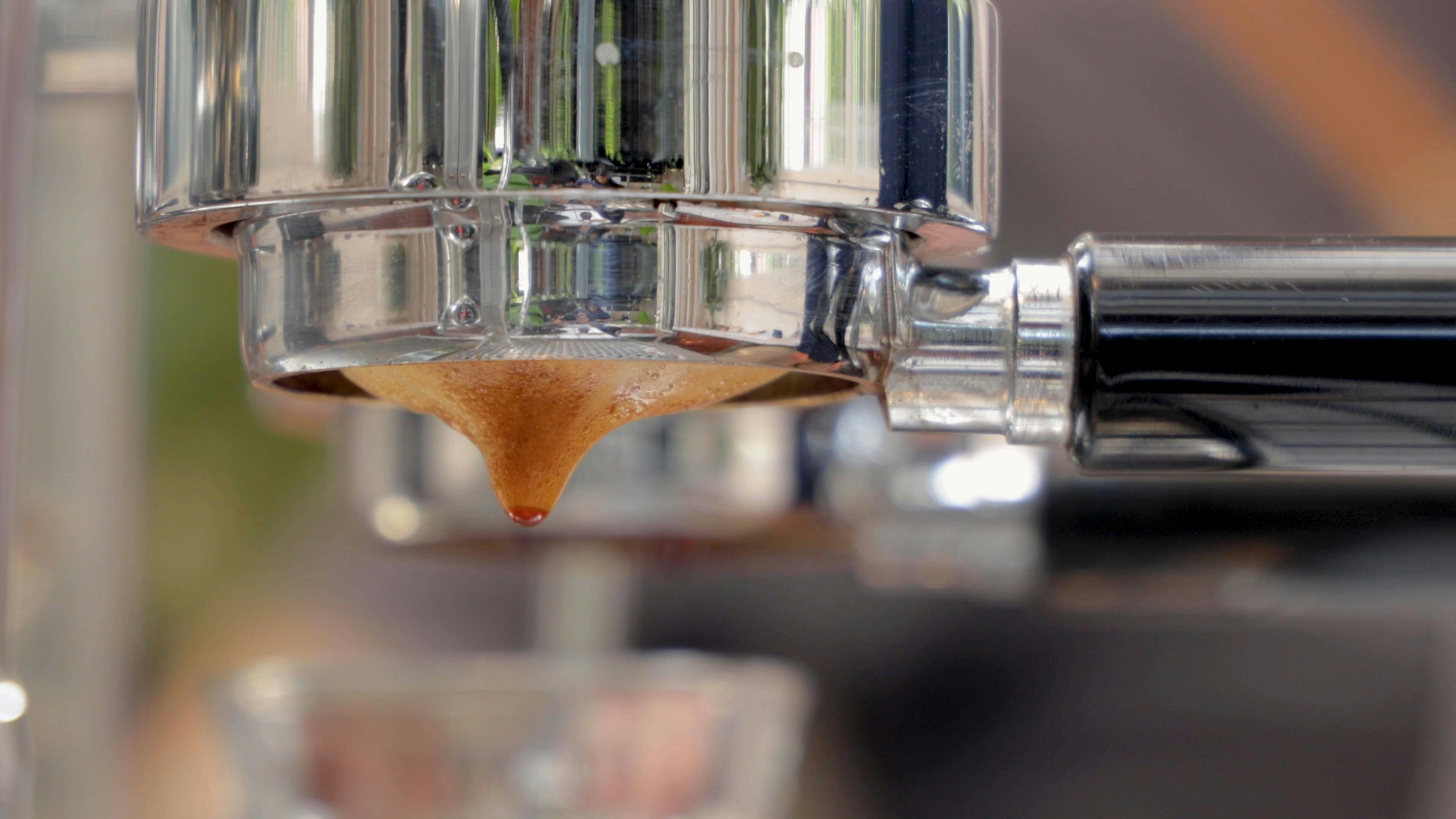 Coffee Dripping from an Espresso Machine's Portafilter · Free Stock Video