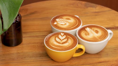 Coffee Cups with Latte Art