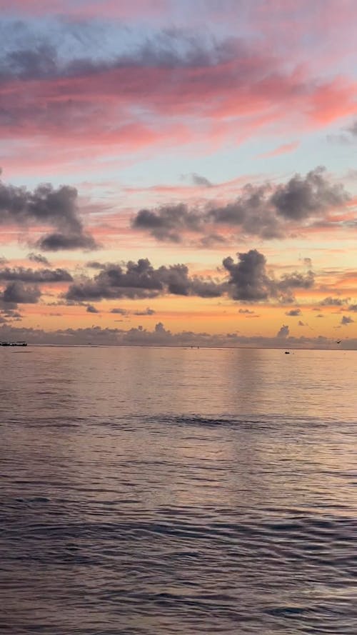 Panning Shot of the Sea at Sunset