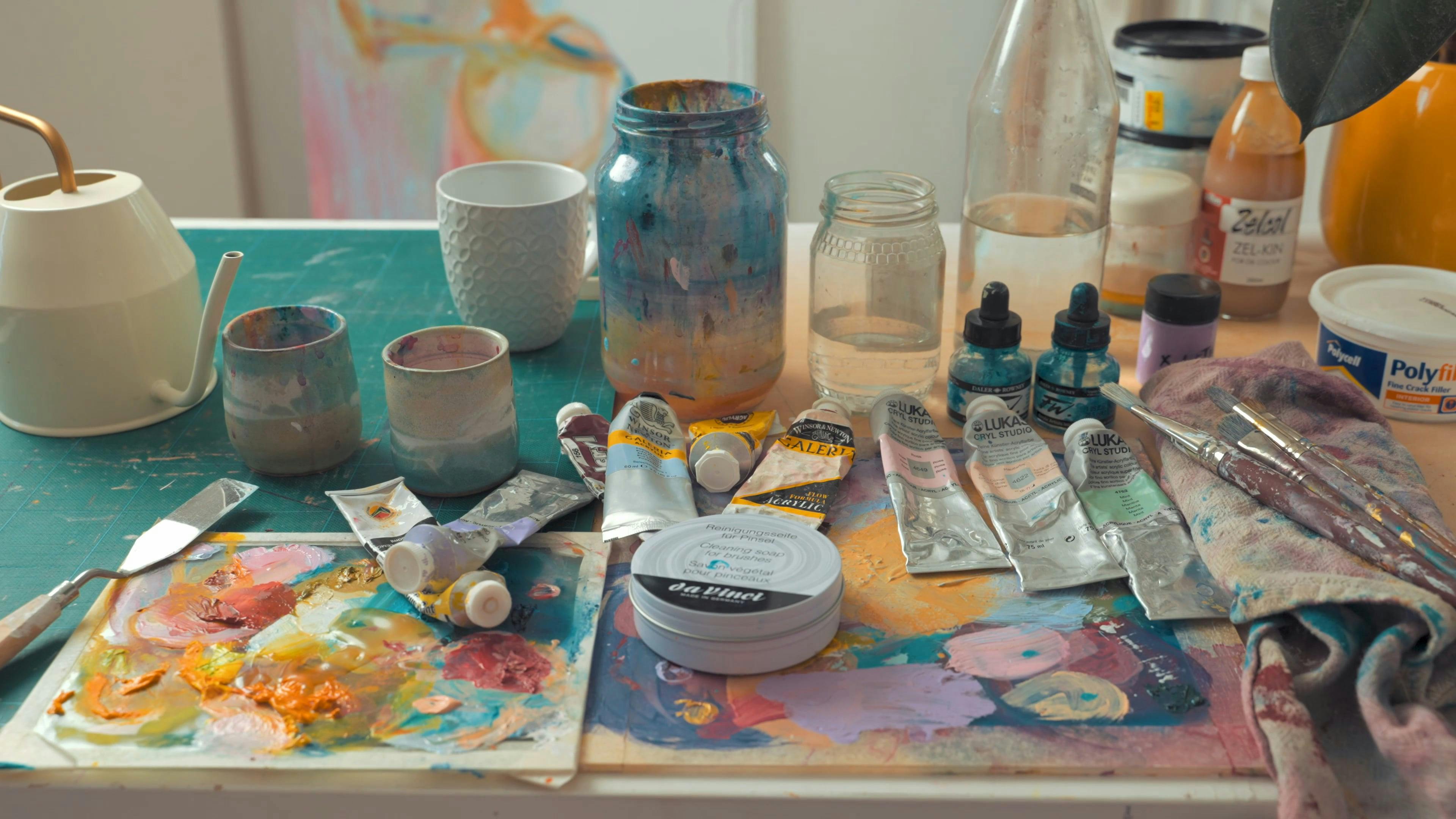 Art Materials on Table · Free Stock Video