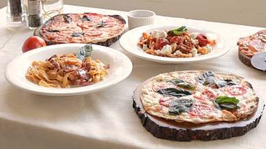 a panning video shot of food on the table