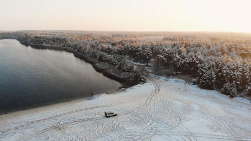 Pull out Shot of a Frozen Lake