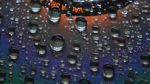 Reflection of Colorful Lights on Droplets of Water