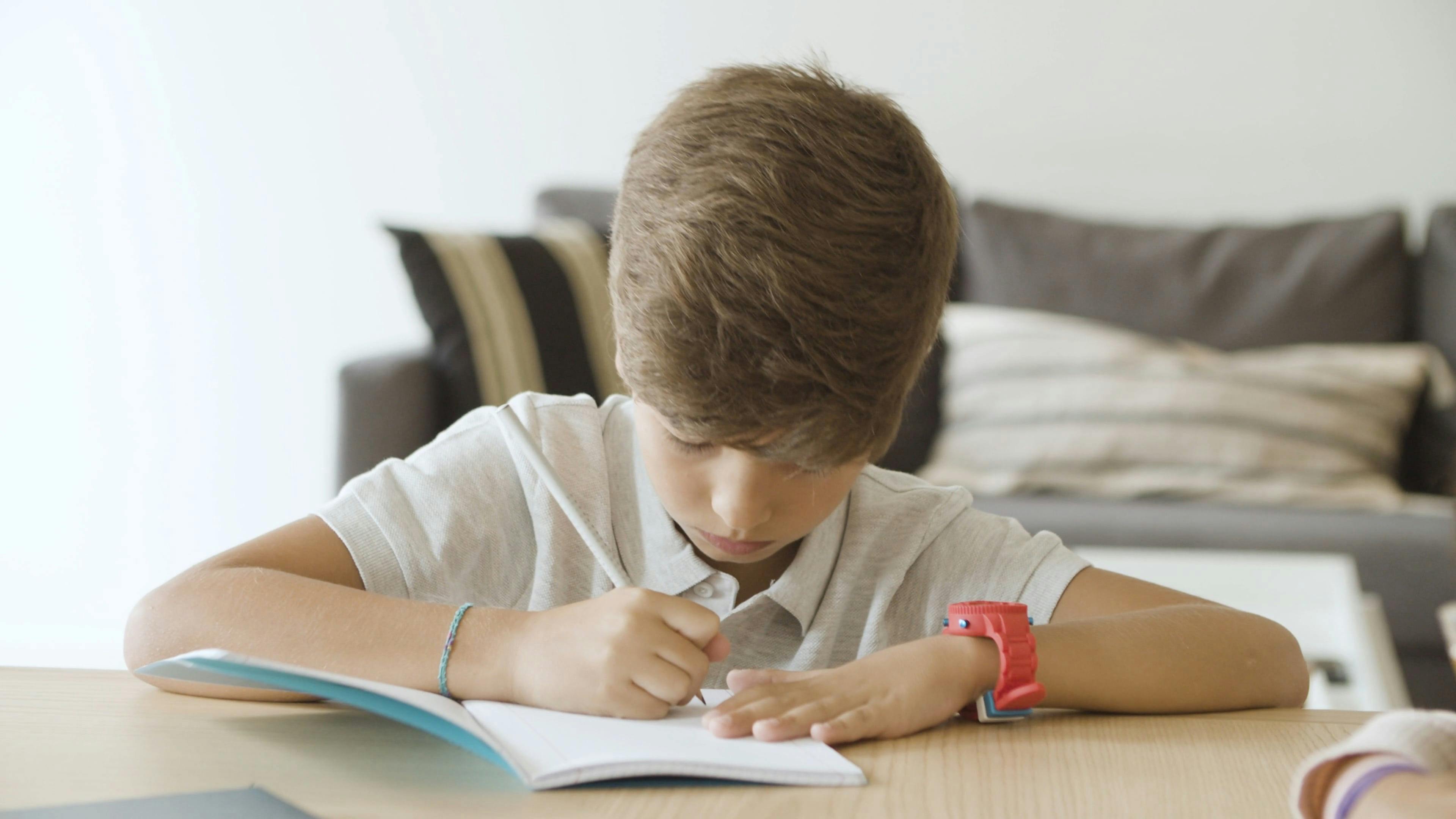 a boy doing his homework