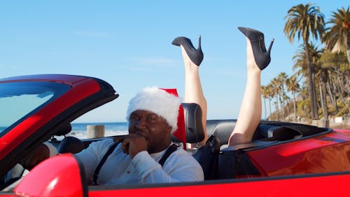 A Man Wearing Santa Hat