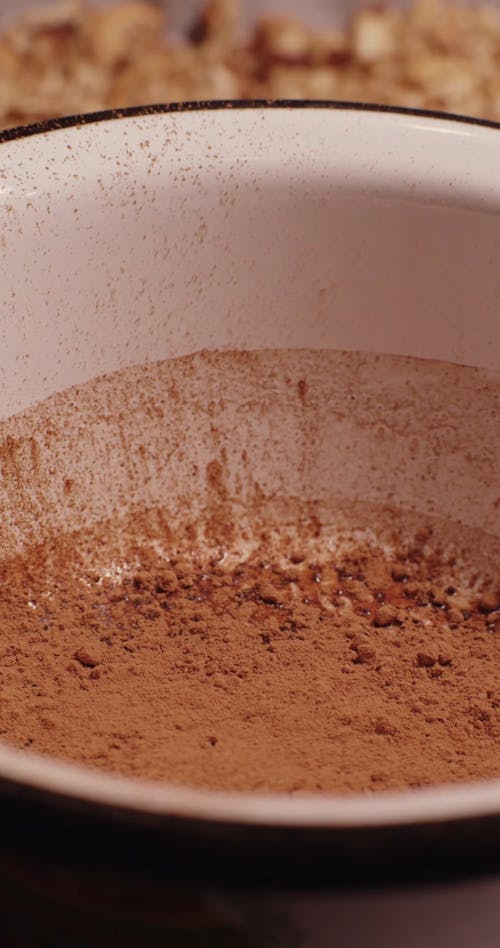 A Chocolate Powder on a Mixing Bowl