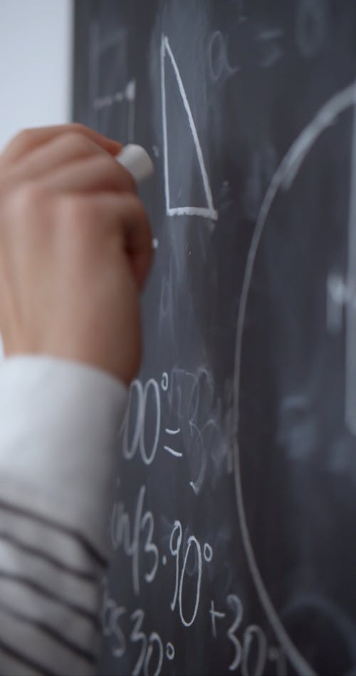 A Person Writing on the Blackboard