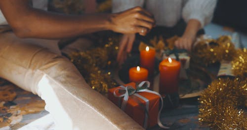 Young Couple Preparing for Christmas