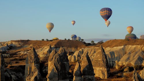 A Video Footage of a Flying Hot Air Balloons