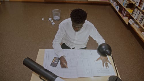 A Young Architect Working over Design