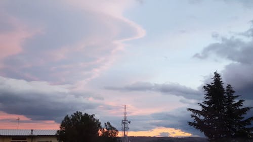 Time-Lapse of Moving Clouds and Sunset 