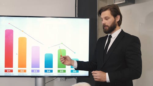 A Man Discussing a Graph Presentation