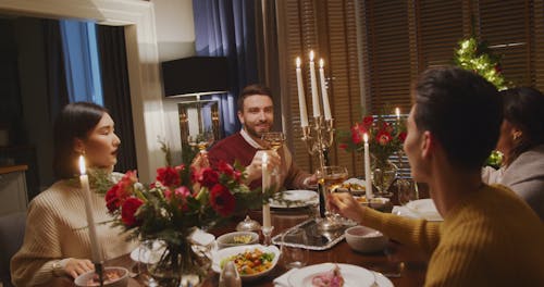 Couple Friends Having A Toast