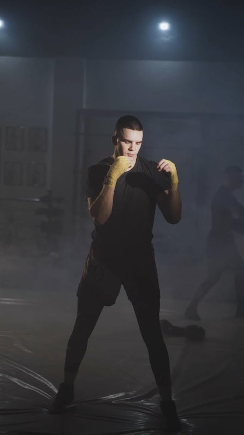 A Man Doing Shadow Boxing