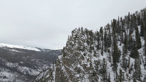 Drone Footage of the Snow Covered Mountain