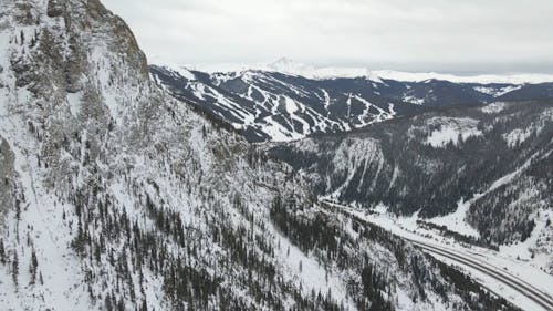 Drone Footage of the Snow Covered Mountains