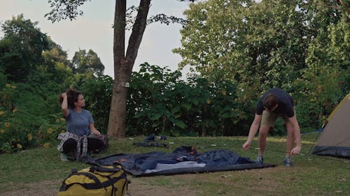 Couple Setting up a Tent